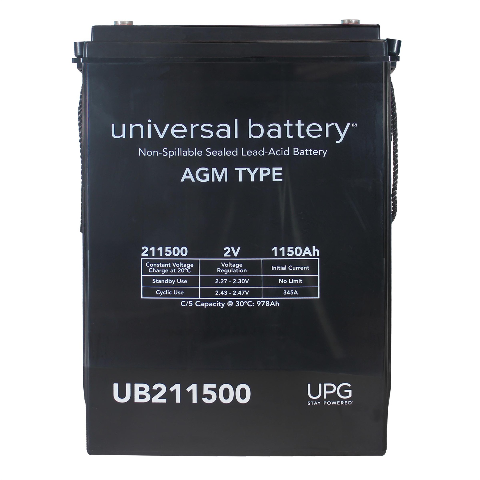 UPG AGM Battery — 2V, 1150Ah, Sealed Lead Acid, Model# UB211500